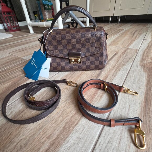 REDUCED@! Louis Vuitton Croisette Damier Ebene Crossbody Shoulder Handbag Duo - Picture 2 of 15